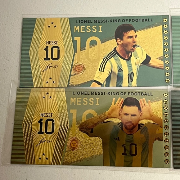 5 Lionel Messi Gold Foil Argentina Bank Note Notes Soccer Football Futbol #10 - Picture 4 of 10